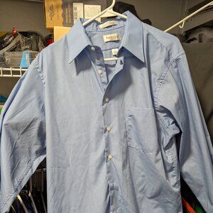 Van Heusen Mens Dress Shirt Blue Long Sleeve Regular Fit Size 16 34/35 Lg